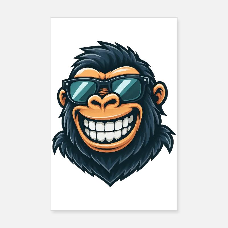 Cool Gorilla Lunettes de soleil Sourire d’été Poster 20 x 30 cm