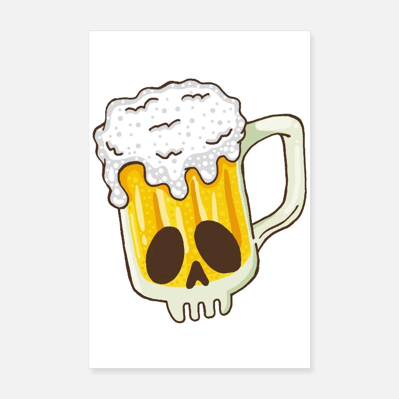 Skull and beer Poster 8" x 12" (20x30 cm)