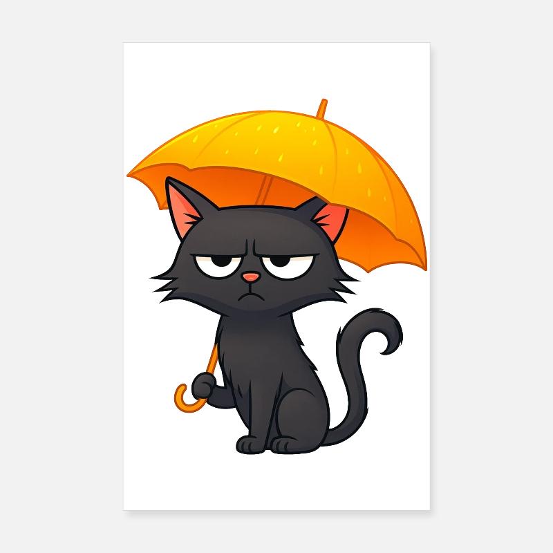 Humorous Grumpy Rainy Days Disaster with Cat Poster 8" x 12" (20x30 cm)