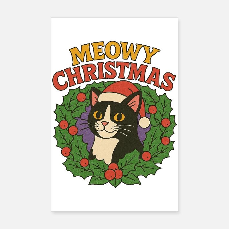Festliches Katzen-Weihnachtskranz-Design Poster 20x30 cm