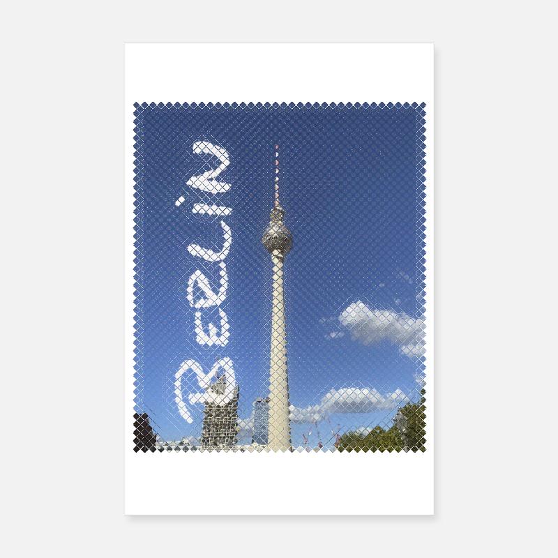 Berlin Fernsehturm Neon Design Poster 20x30 cm