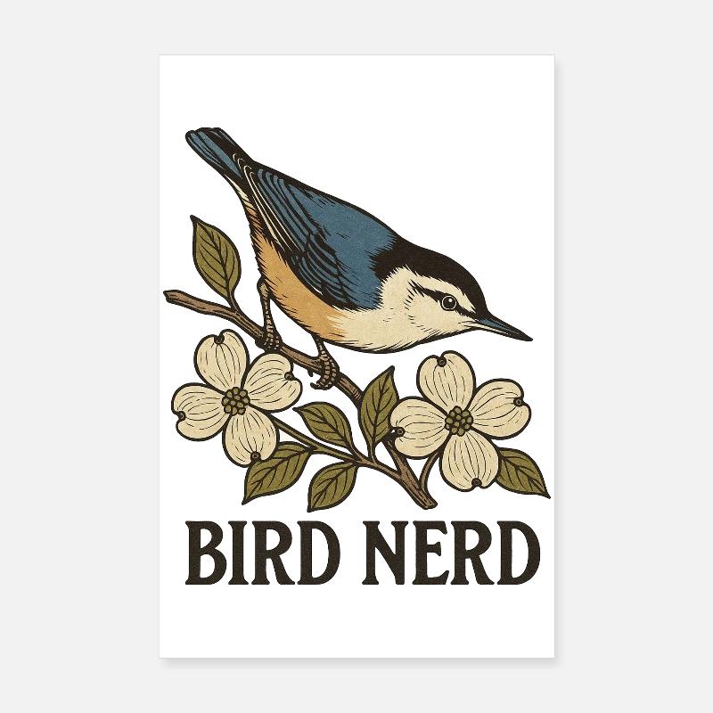 Eleganter blau-schwarzer Singvogel Vogel Nerd Poster 20x30 cm