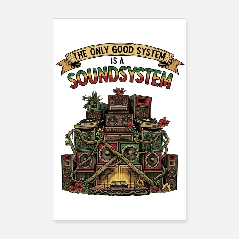 Sound System Collage Dub Reggae - Poster 8" x 12" (20x30 cm) - white