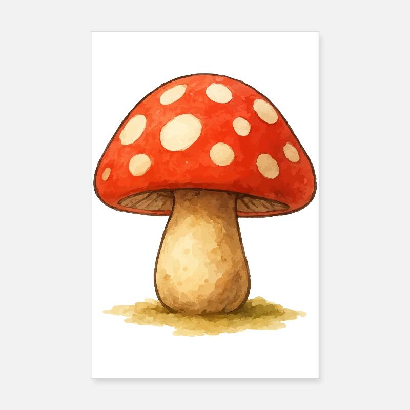 Mushroom Comic Water Colors Poster 8" x 12" (20x30 cm)