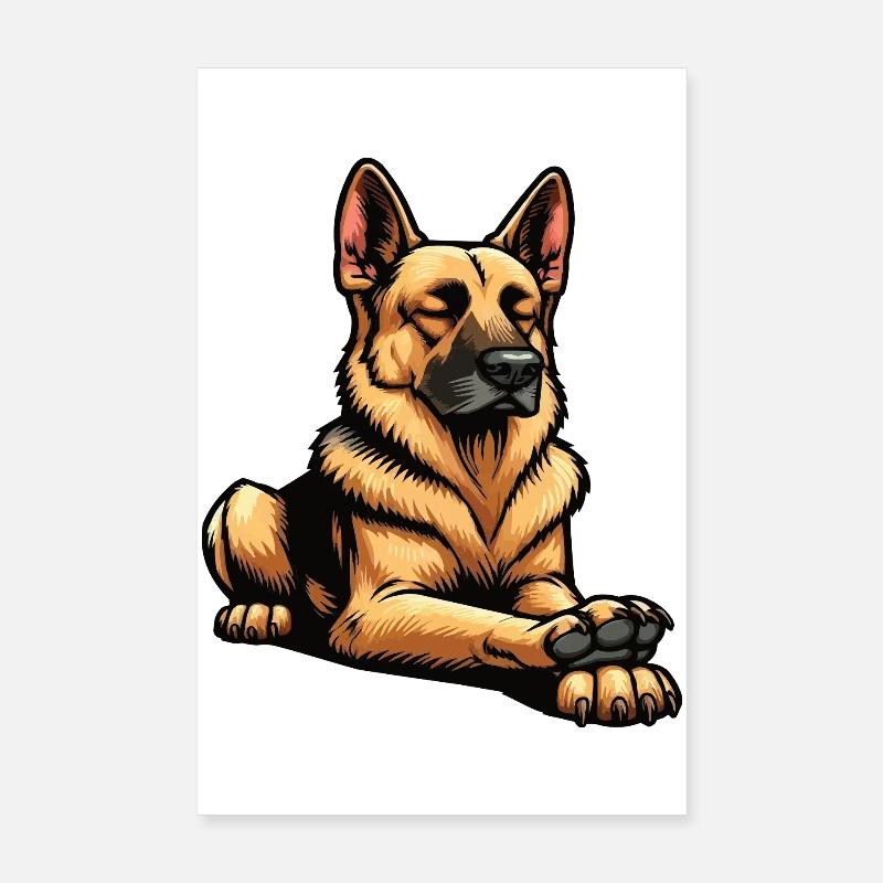 Deutscher Schäferhund Schäferhunde Schäferhunde - Poster 20x30 cm - Weiß