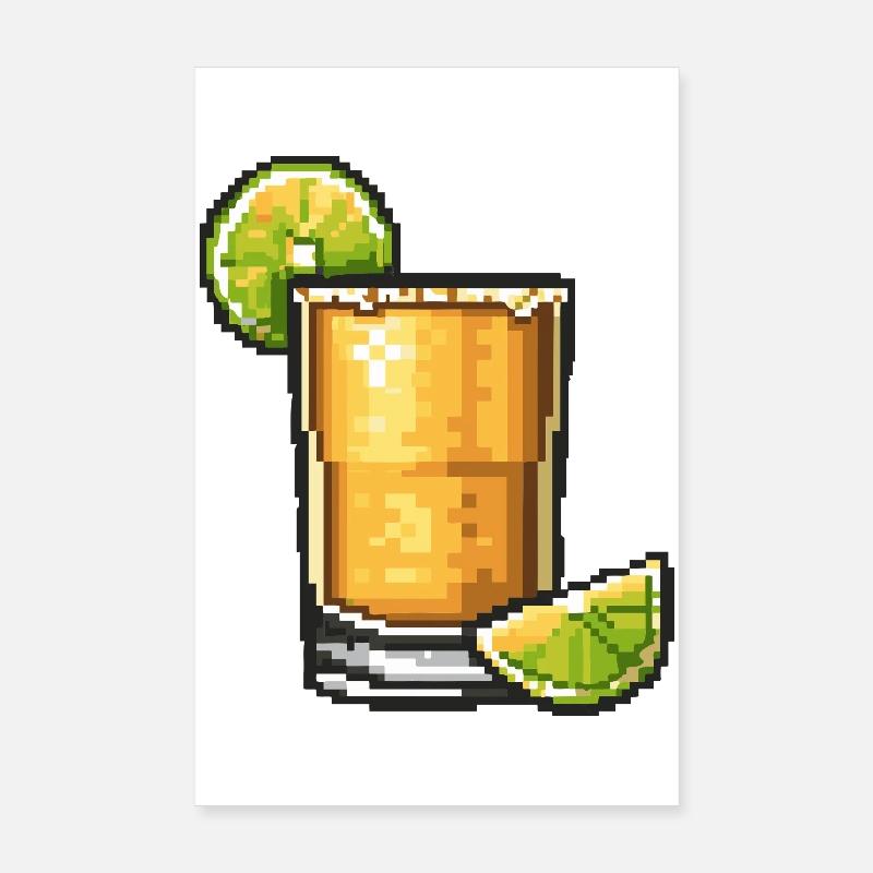 Pixel Cocktail Lime Whiskey Poster 8" x 12" (20x30 cm)