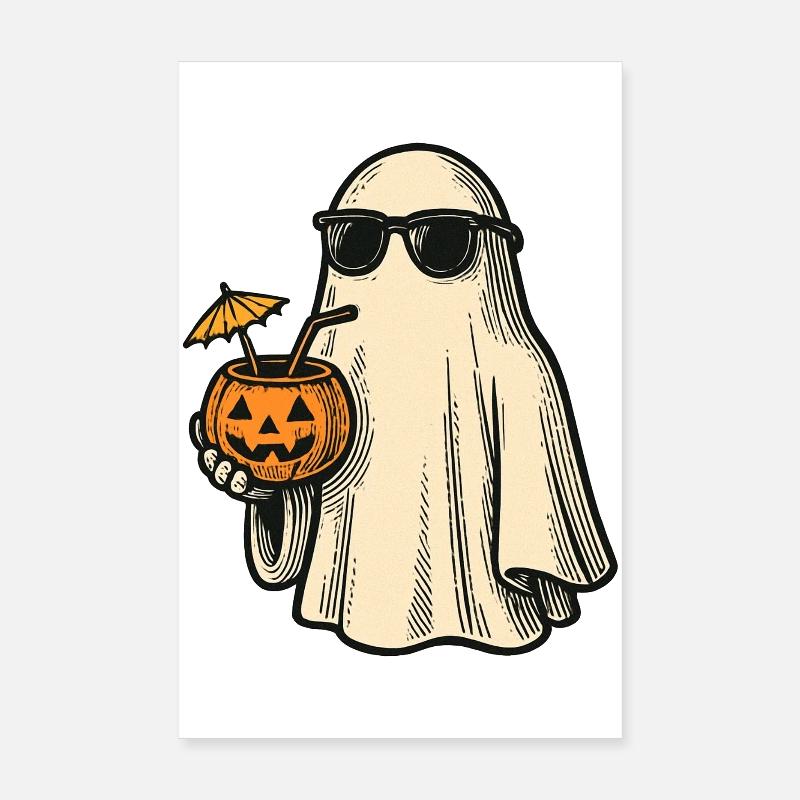 Cooles Halloweengespenst mit Cocktail Poster 20x30 cm