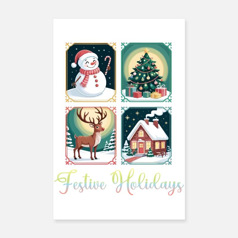 4 panneaux Fêtes de Noël Poster 20 x 30 cm