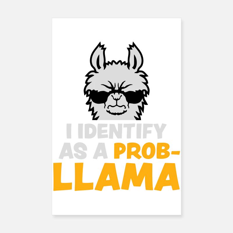 I Identify As A Probllama Cool Lama Problem Spruch Poster 20x30 cm