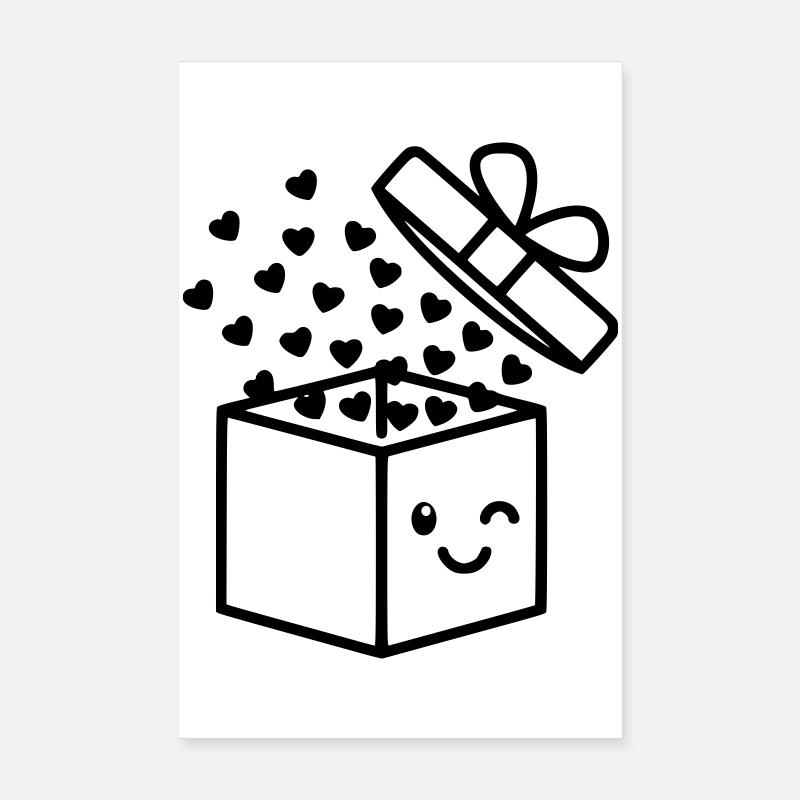 Geschenk voller Liebe | Süße Box mit Herzen Poster 20x30 cm