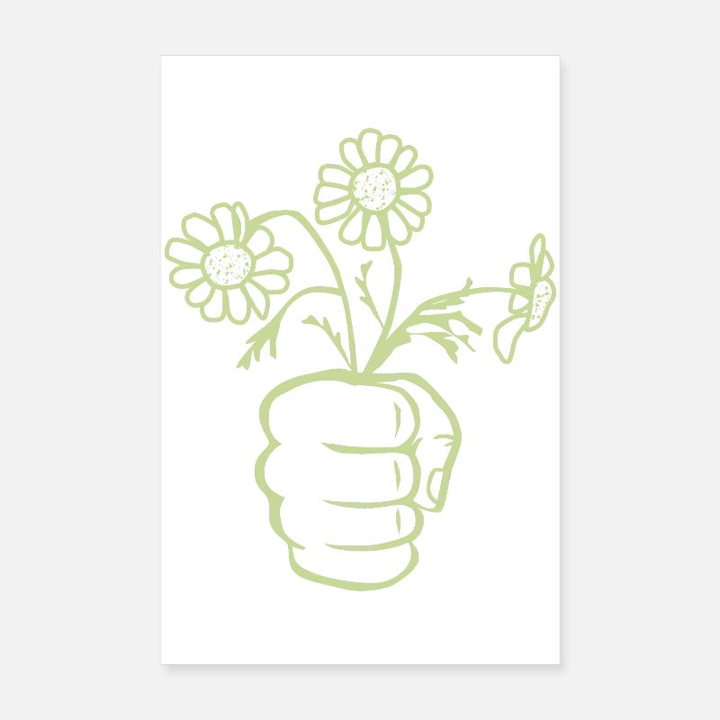 Eine Faust Hand mit Blumenstrauß Poster 20x30 cm
