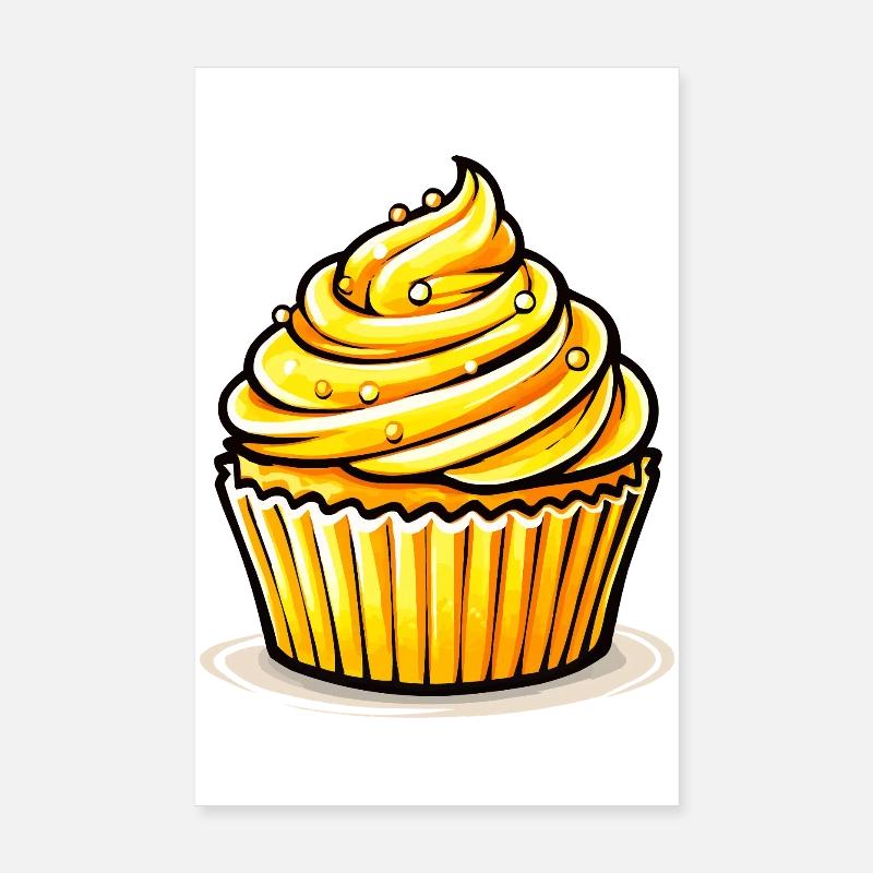 Cupcake jaune doré Poster 20 x 30 cm