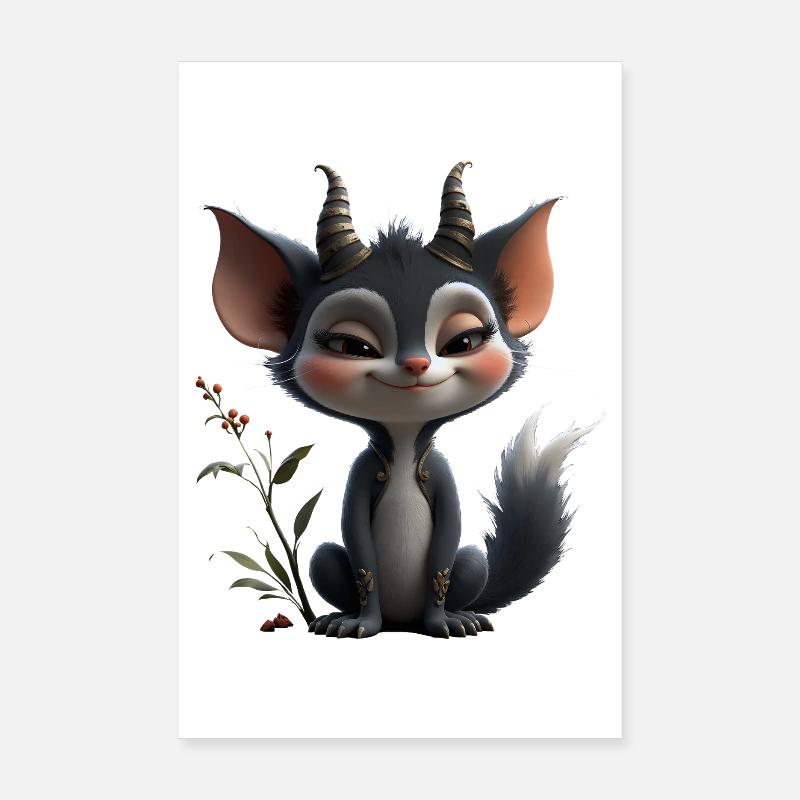 Chat Gobelin de la Forêt, avec des Cornes Poster 20 x 30 cm