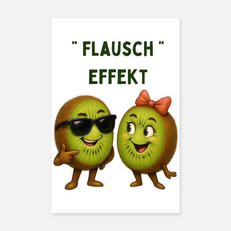 Fluffy Effect Kiwi Duo Poster 20 x 30 cm