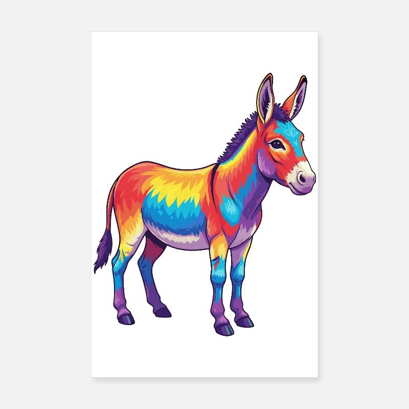 Bunte Eselregenbogen-Pop-Art-Aquarell Poster 20x30 cm