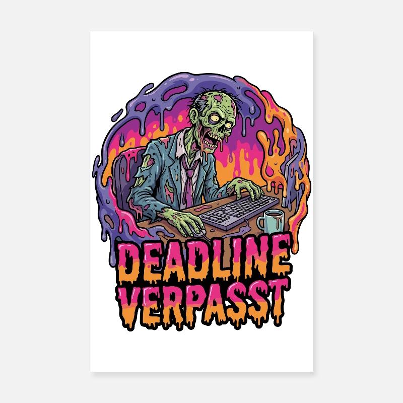 Deadline Verpasst Zombie am PC Poster 20x30 cm