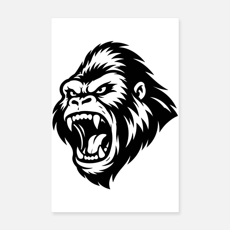 Gorille agressif Poster 20 x 30 cm