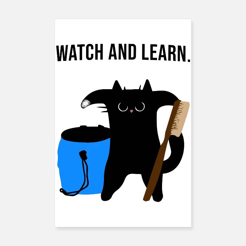 Grumpy boulder cat motivates to climb Poster 8" x 12" (20x30 cm)