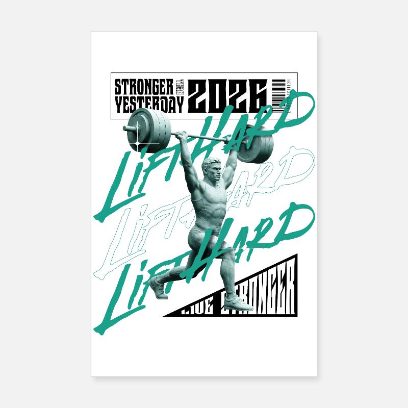 Gewichtheber-Mann, lila-rosa dunkle Version Poster 20x30 cm