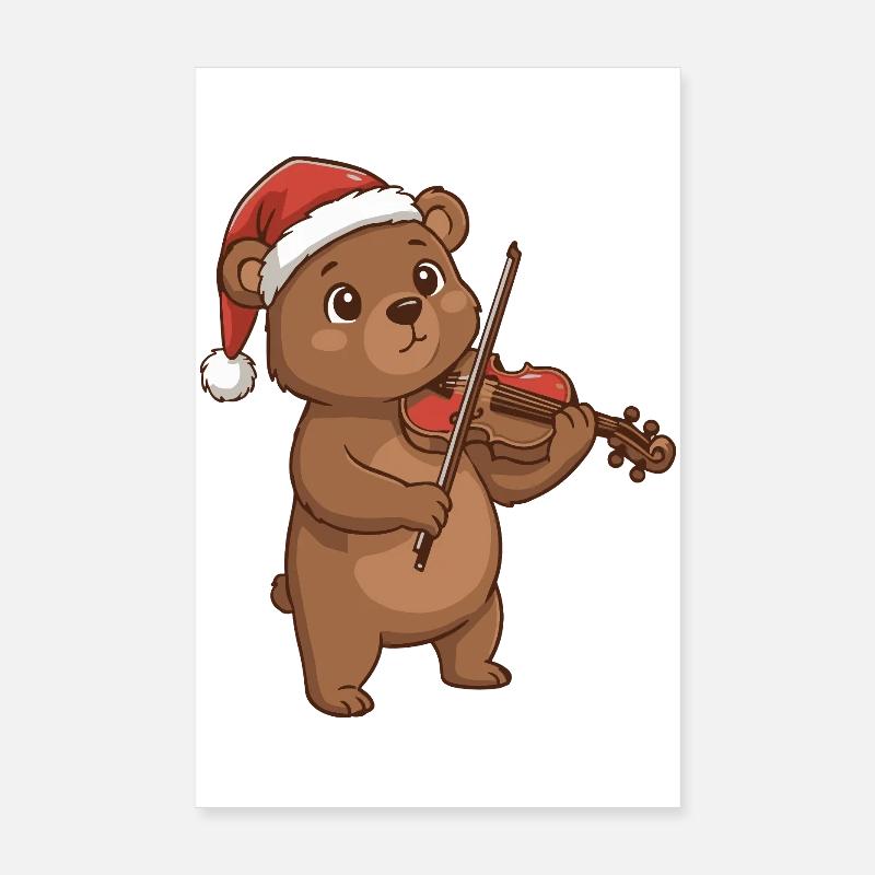 Weihnachtsbären-Tier spielt Geigenkunst Poster 20x30 cm