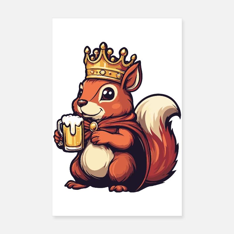 Squirrel Beer King Poster 8" x 12" (20x30 cm)