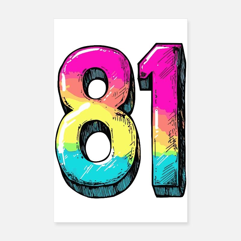 81 Nombre Coloré Poster 20 x 30 cm