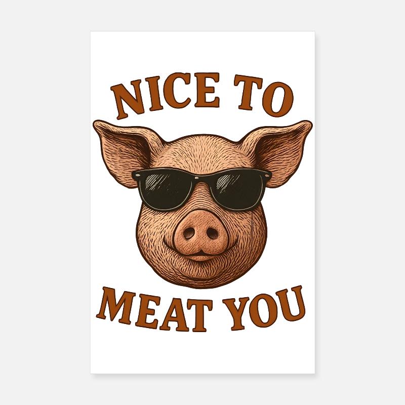 Cochon avec des lunettes de soleil Sympa de te dévorer Poster 20 x 30 cm