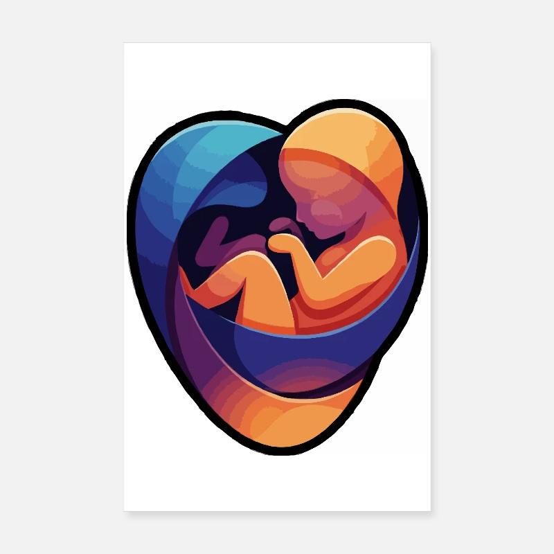 Câlin fœtal coloré Poster 20 x 30 cm