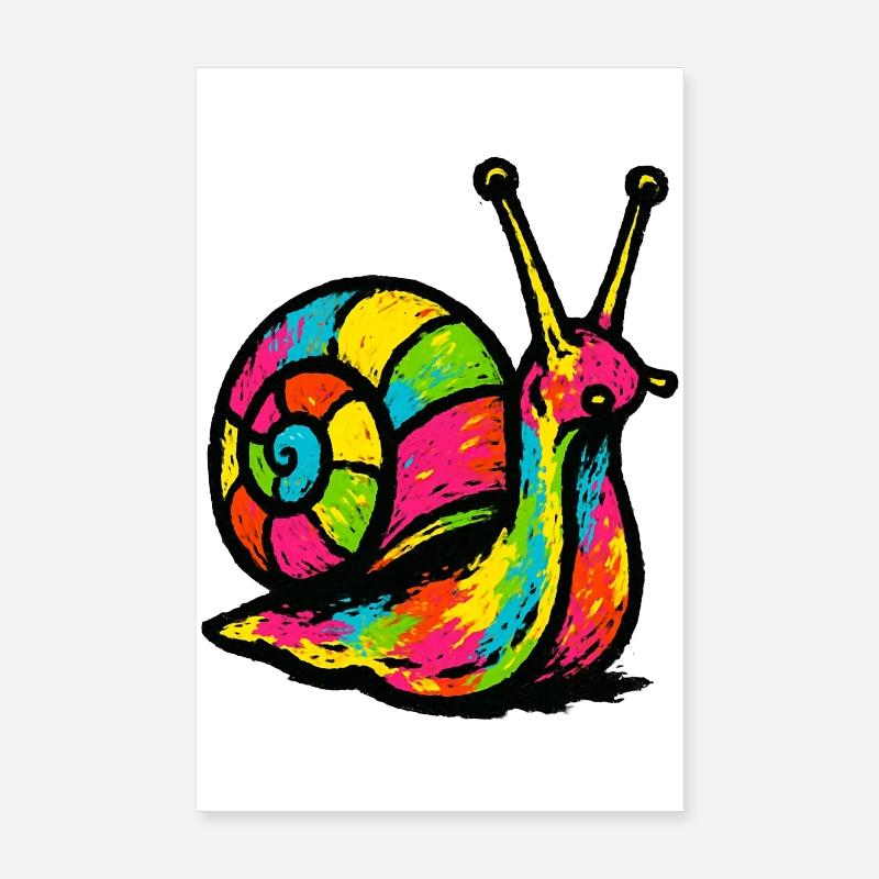 Escargot Arc-en-ciel : Gastéropode Pop Art Poster 20 x 30 cm