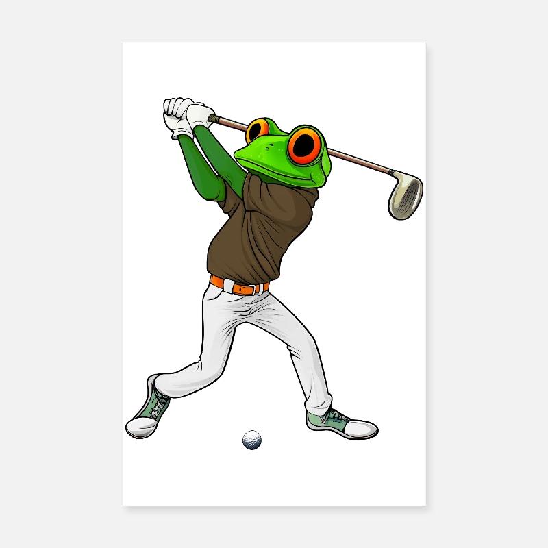 Frogs Golf Poster 8" x 12" (20x30 cm)