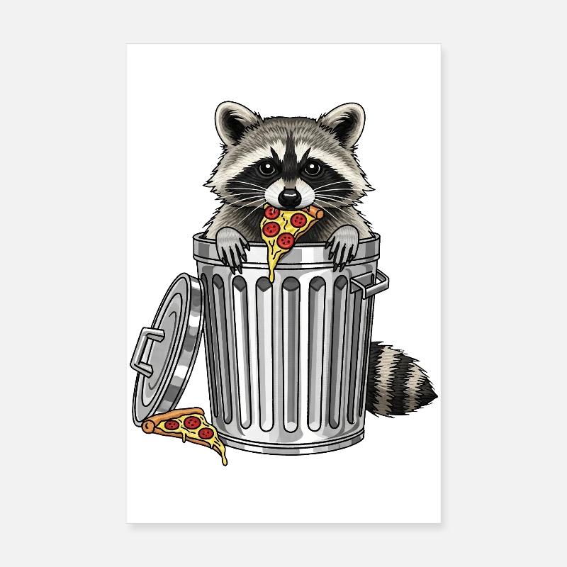 Course de pizza au raton laveur Poster 20 x 30 cm