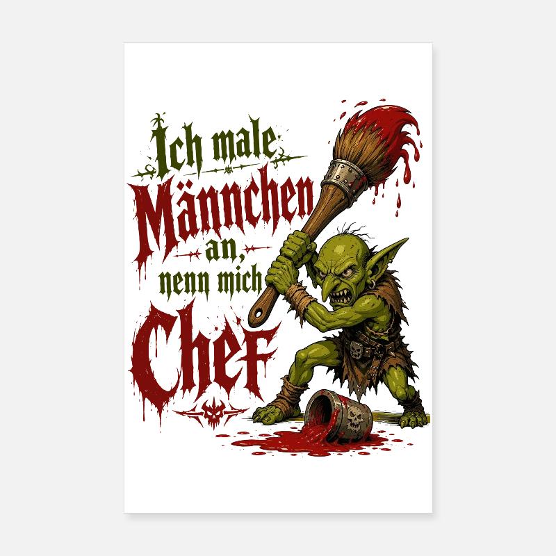 Tabletop Goblin with Brush Poster 8" x 12" (20x30 cm)