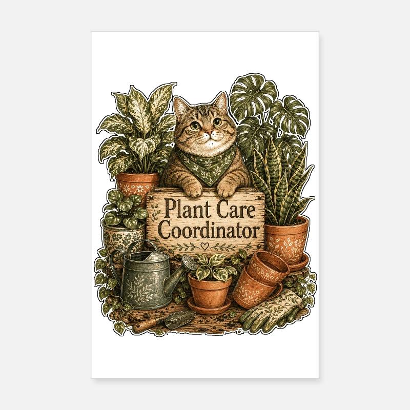 Chat coordinateur des soins des plantes Poster 20 x 30 cm
