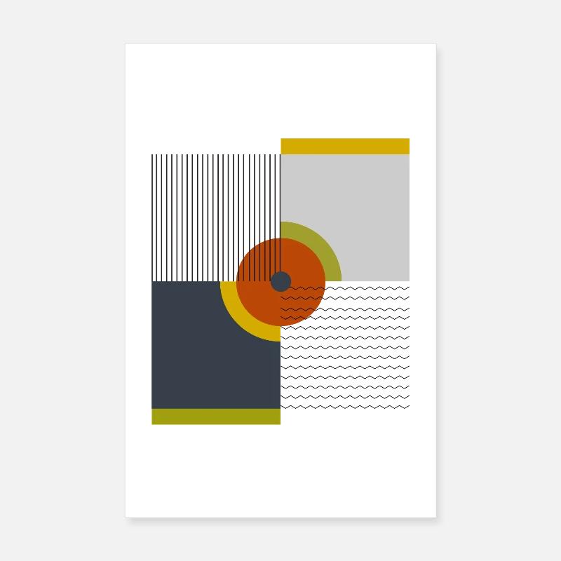 Geometric Retro Circles Line Design Poster 8" x 12" (20x30 cm)