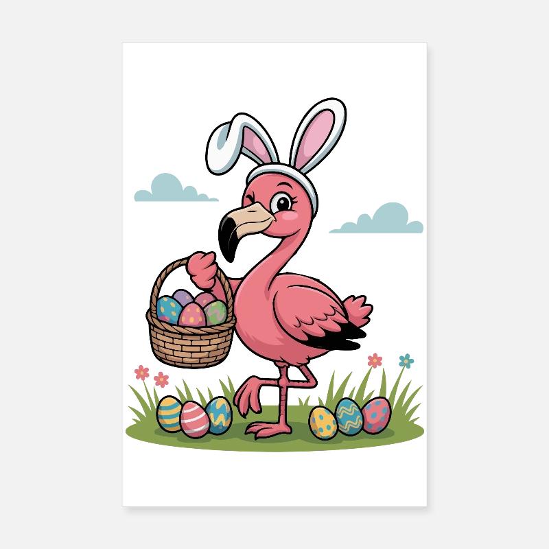 Joyeuse Pâques, douce chasse aux œufs du lapin, œufs de Pâques Poster 20 x 30 cm