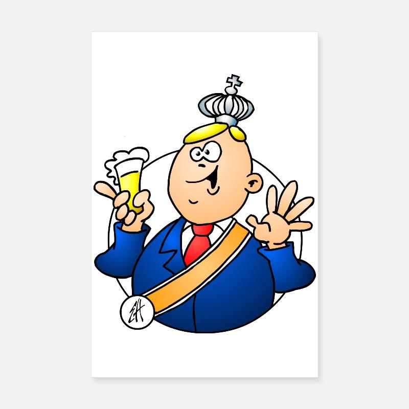 Dessin animé monarque avec bière et couronne Poster 20 x 30 cm