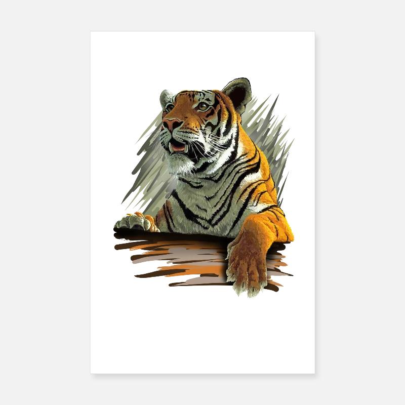 Tiger - Poster 20 x 30 cm - blanc