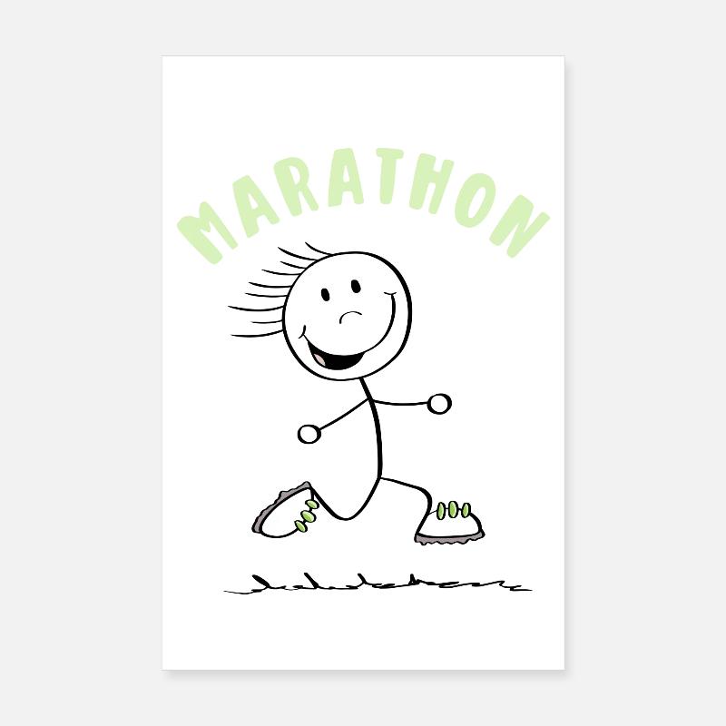 Lustiger Marathon Läufer - Strichmännchen Poster 20x30 cm