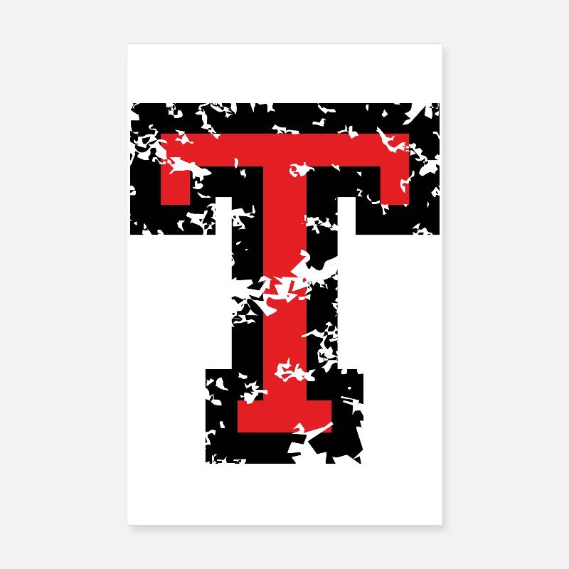 T (Vintage Rot) Buchstabe T Poster 20x30 cm