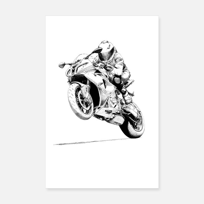 Motorrad - Poster 20x30 cm - Weiß