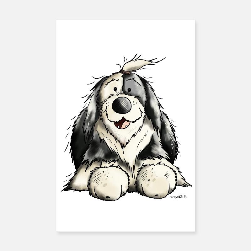 Mignon Bobtail Chien - Poster 20 x 30 cm - blanc