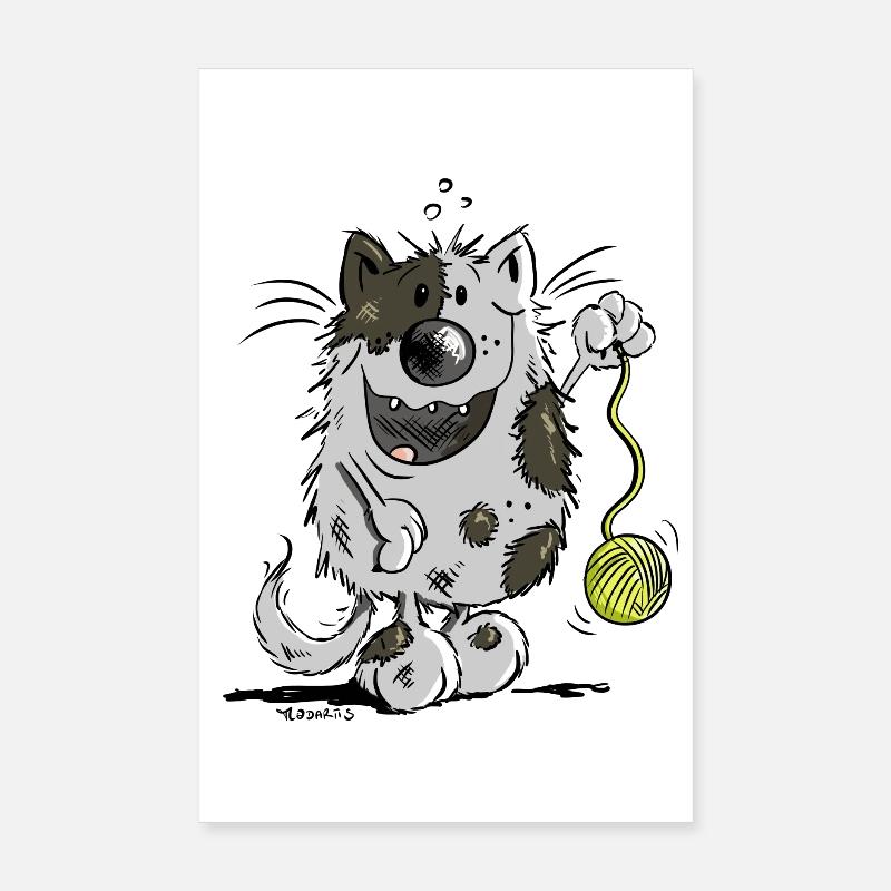Mignon chat comique Poster 20 x 30 cm