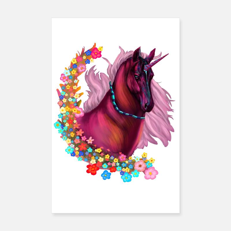 Licorne rose Poster 20 x 30 cm