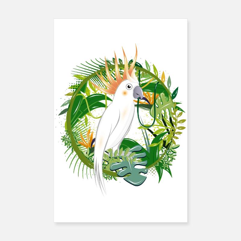 jungle mystérieuse avec oiseau cacatoès Poster 20 x 30 cm