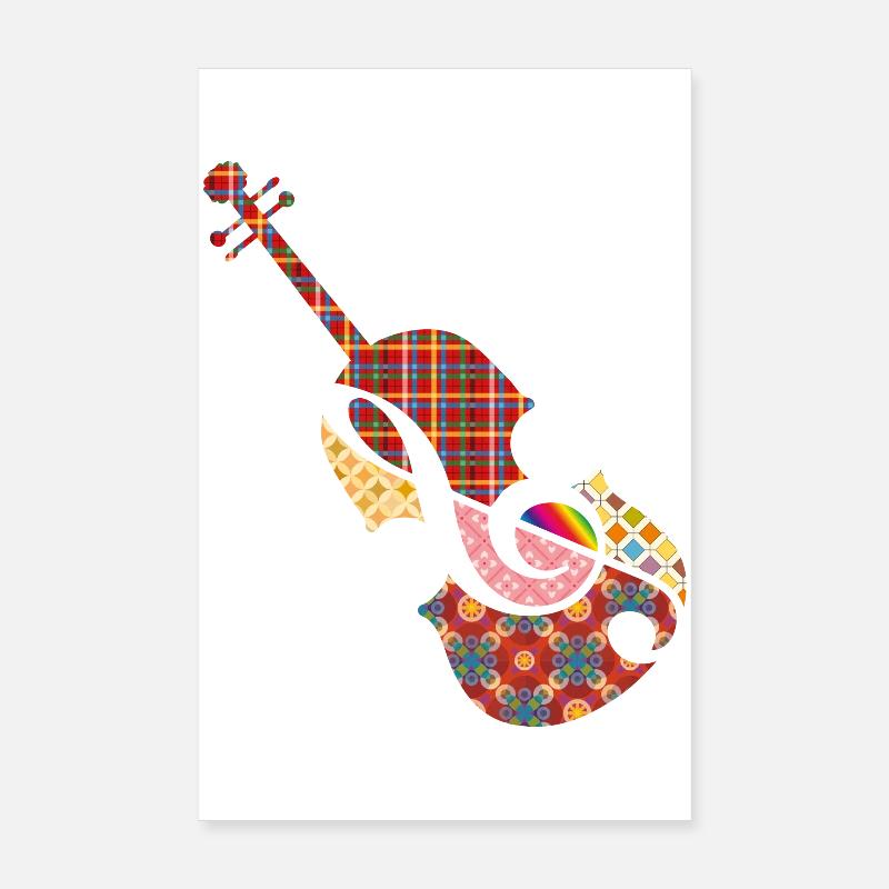 beau violon patchwork avec clé de sol Poster 20 x 30 cm
