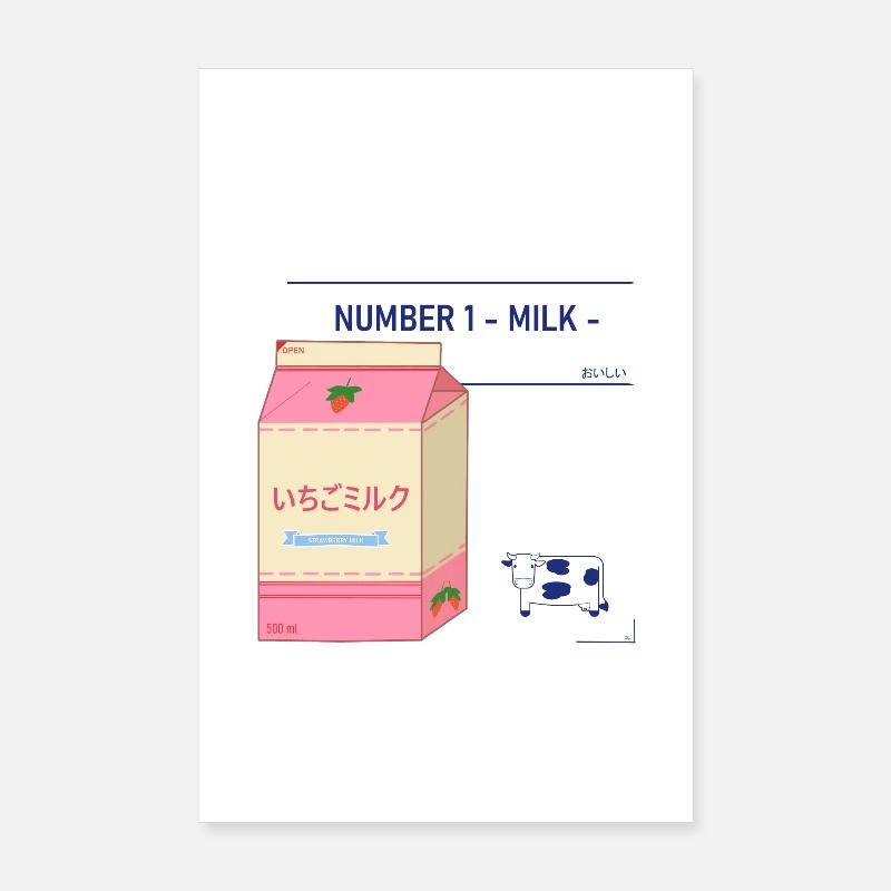 Japanisches Erdbeermilch-Ziegel-Design Poster 20x30 cm