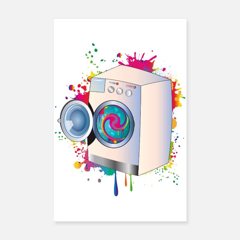 Washing machine in graffiti style with colored linen Poster 8" x 12" (20x30 cm)