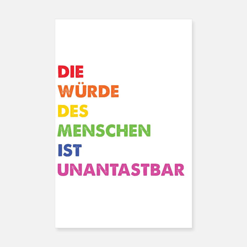 Menschenrechte Regenbogen Grundgesetz - Poster 20x30 cm - Weiß