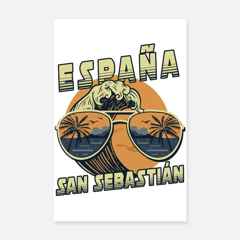 San Sebastian Spanien Beach Design - Poster 20x30 cm - Weiß