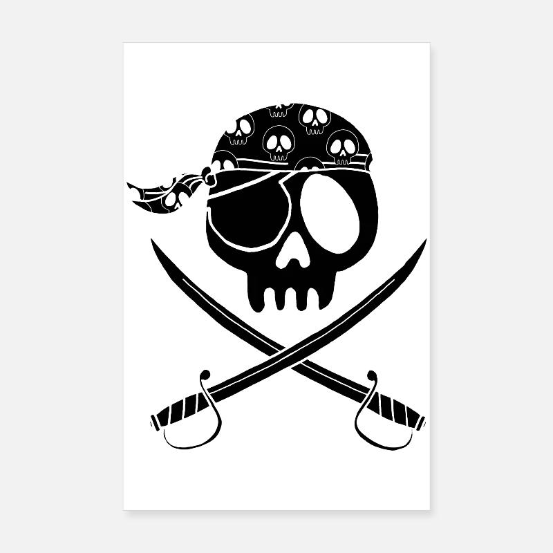 Schwarzer Piratenschädel Poster 20x30 cm
